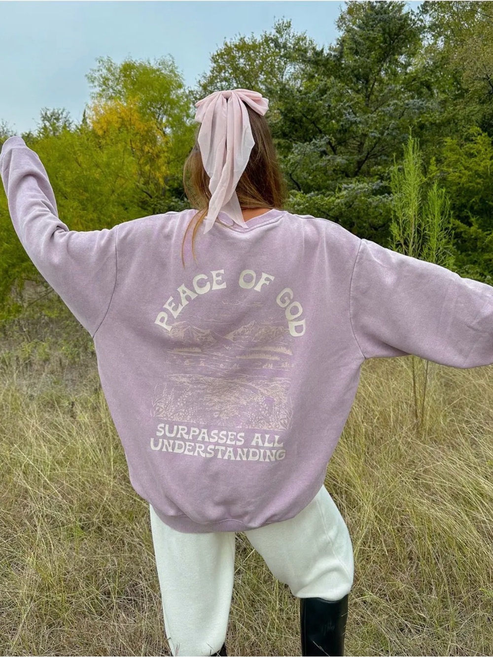 Lavender 'Peace of God' Pullover Sweatshirt - Women